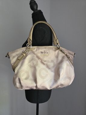 Coach Madison Dotted OP Art Sophia Satchel - Khaki & Gold